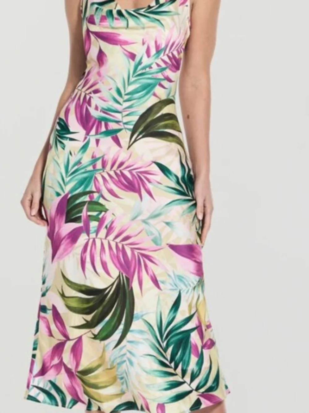 Guess Akilina Cowlneck Midi Dress Tropical Escape XS $138 - Picture 2 of 8